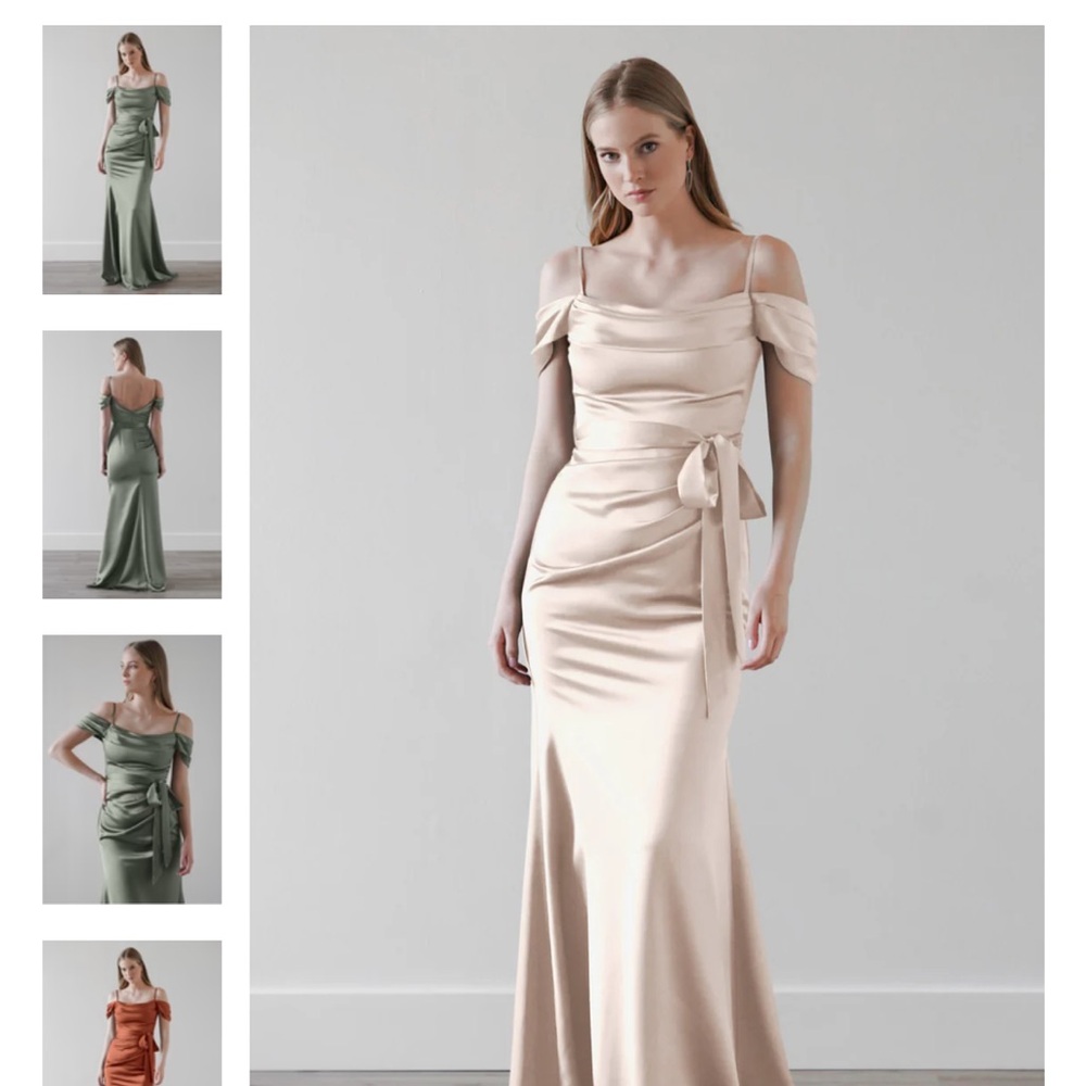 Watters Prosecco  Ruched Off-Shoulder Gown